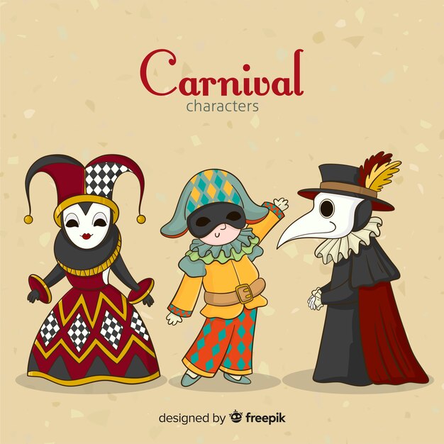 Carnival characters wearing costumes