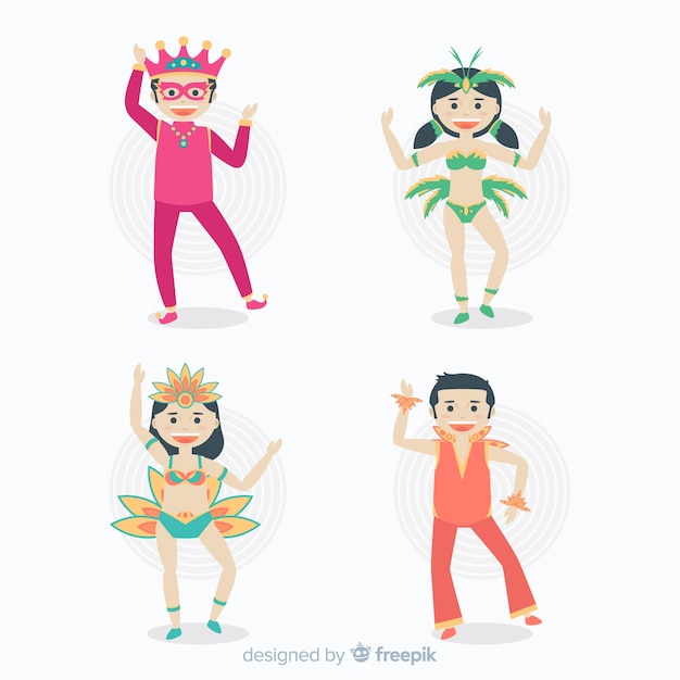 Free vector carnival characters wearing costumes