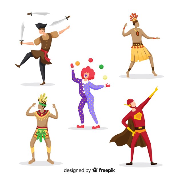 Carnival characters wearing costumes