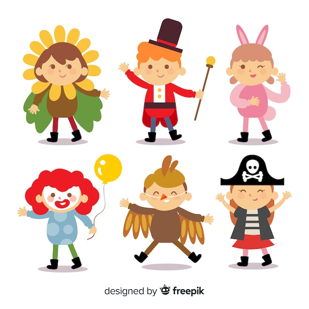 Free vector carnival characters wearing costumes