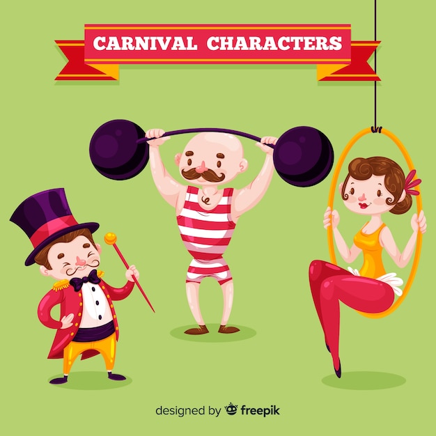 Free vector carnival characters wearing costumes