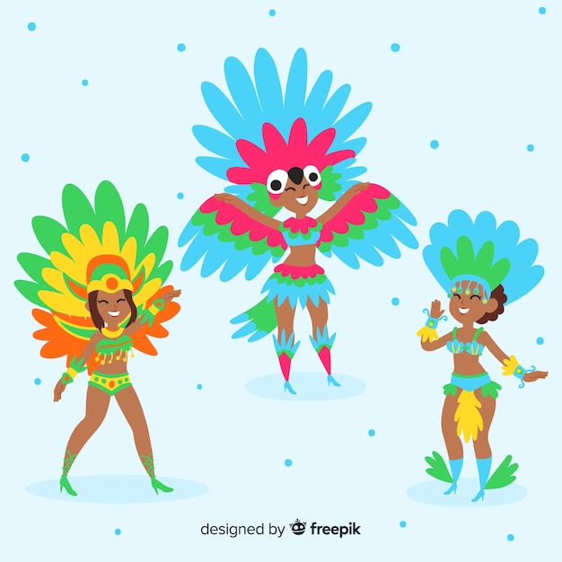 Free vector carnival characters wearing costumes