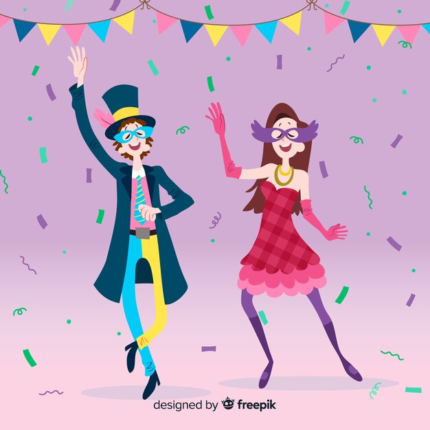 carnival characters wearing costumes