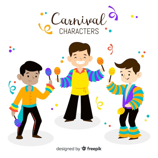 Free vector carnival characters wearing costumes