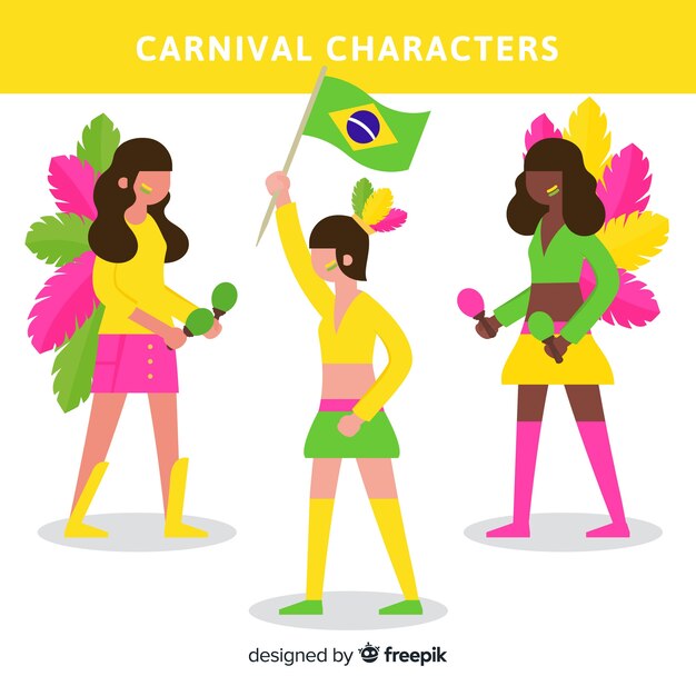 Free vector carnival characters wearing costumes