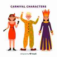 Free vector carnival characters wearing costumes