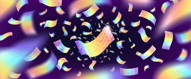 Free vector carnival confetti with neon holographic effect