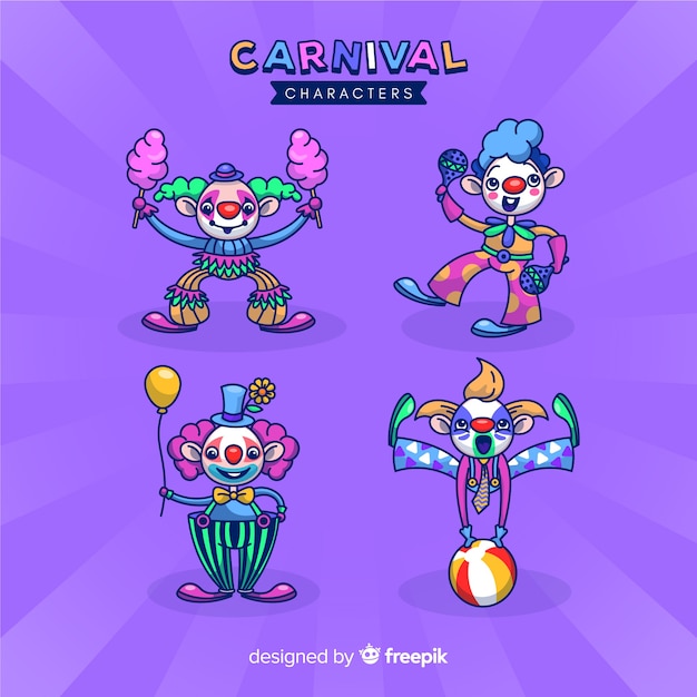 Vettore gratuito collezione di personaggi in costume di carnevale