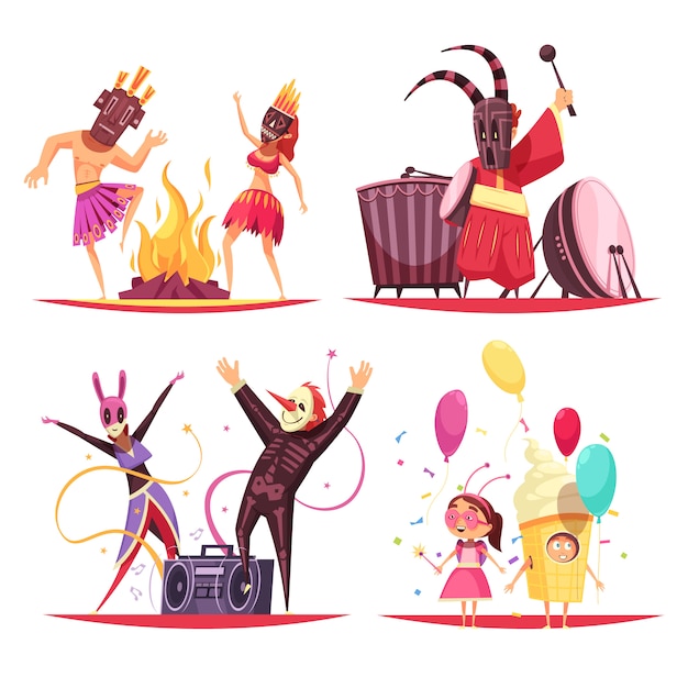 Free vector carnival costumes concept illustration set