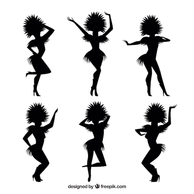 Free vector carnival dancer silhouettes