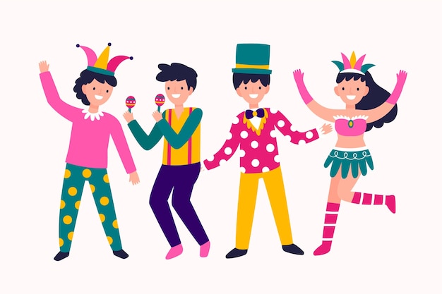 Concetto di raccolta di ballerini di carnevale