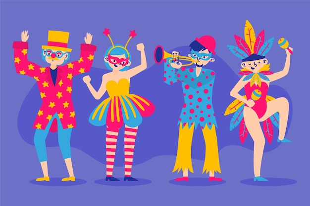 Vettore gratuito collezione di ballerini di carnevale