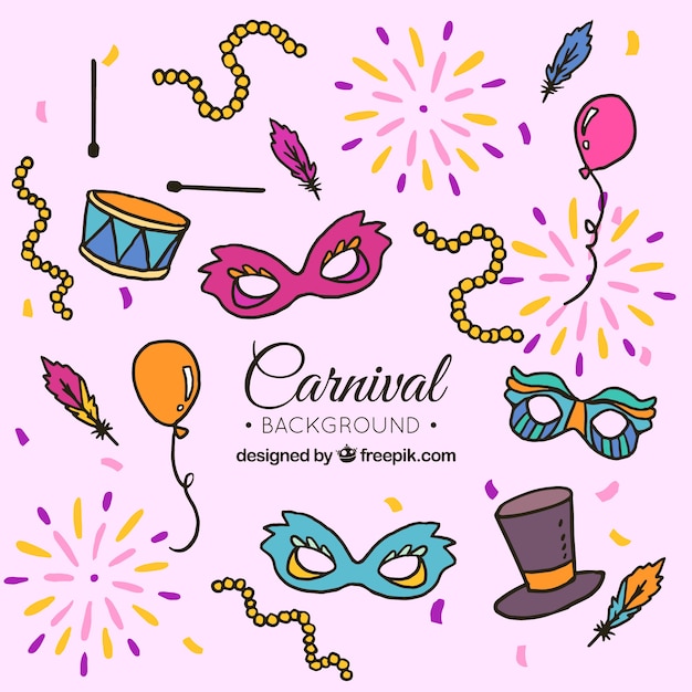 Free vector carnival element collection in hand drawn style