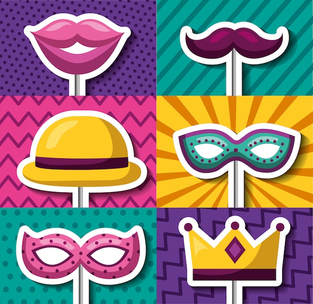 Free vector carnival festival accessories card set