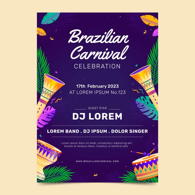carnival gradient brazilian carnival vertical poster template