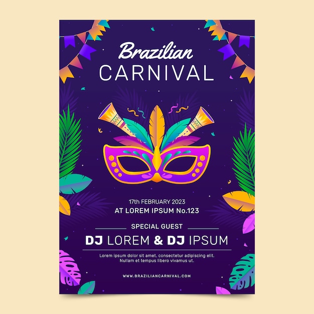 carnival gradient brazilian carnival vertical poster template