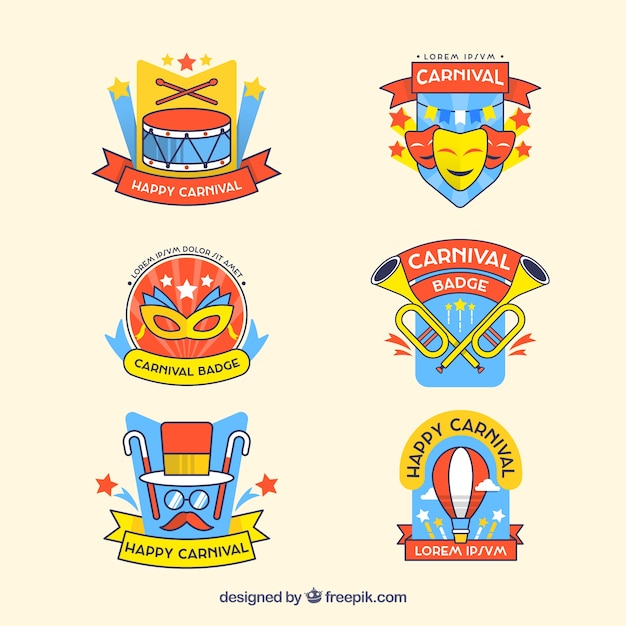 Free vector carnival label collection of six