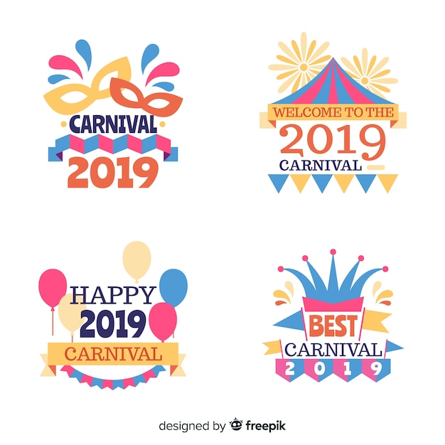 Free vector carnival label collection