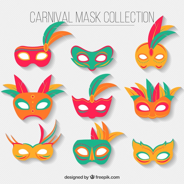 Free vector carnival mask collection