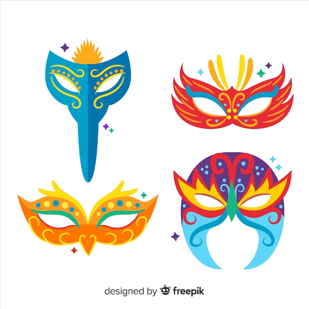 Free vector carnival mask collection