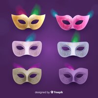 Бесплатное векторное изображение Коллекция карнавальных масок