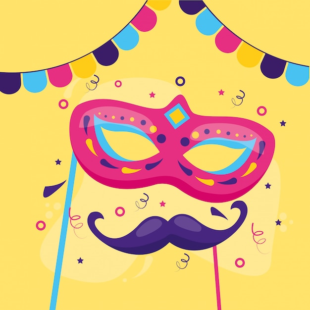 Free vector carnival mask and mustache