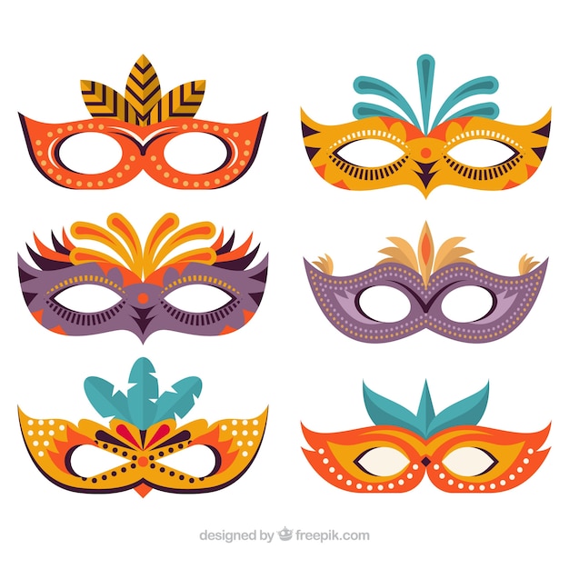 Free vector carnival mask set