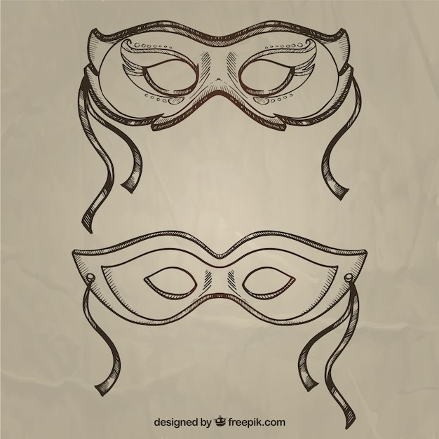 Carnival masks in sketchy style