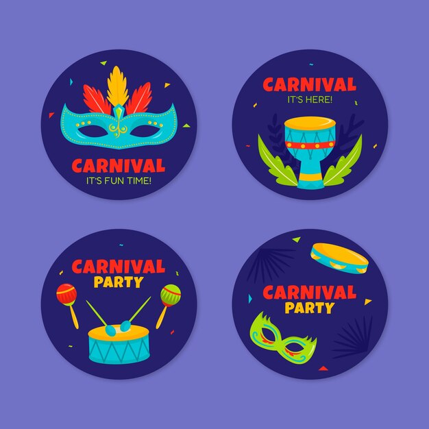 carnival party and celebration labels collection