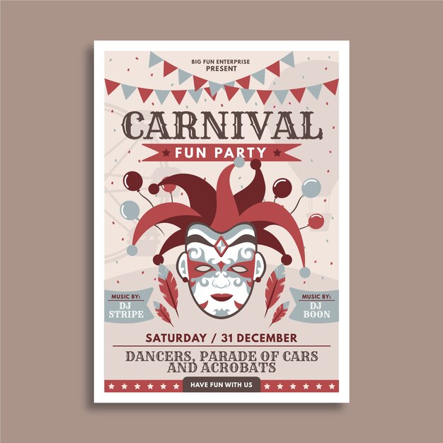 Carnival party flyer hand drawn design