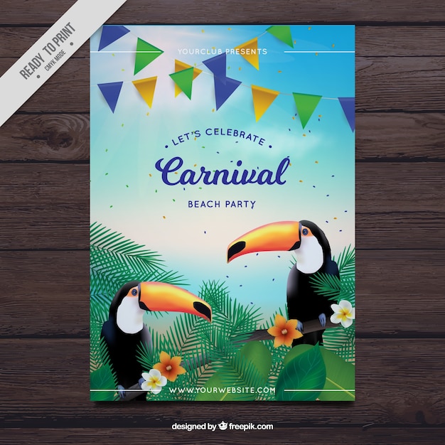 Carnival party flyer with toucans