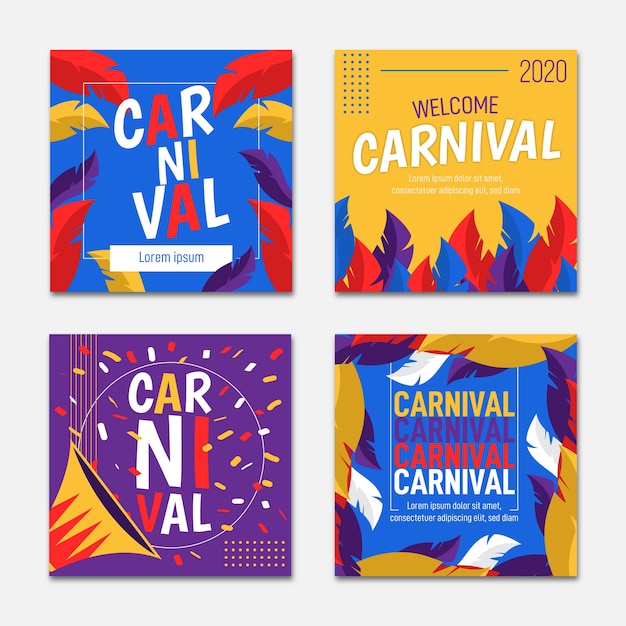 Free vector carnival party instagram post set