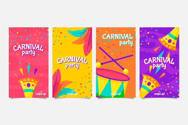 Collezione di storie instagram festa di carnevale