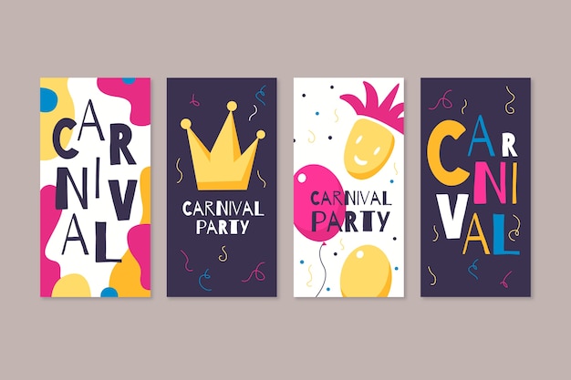 Collezione di storie instagram festa di carnevale