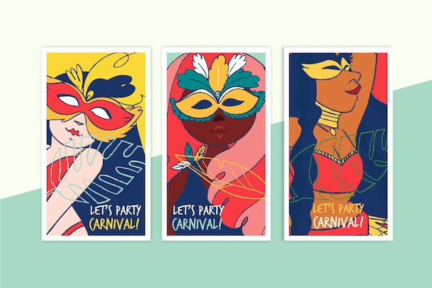 Collezione di storie instagram festa di carnevale