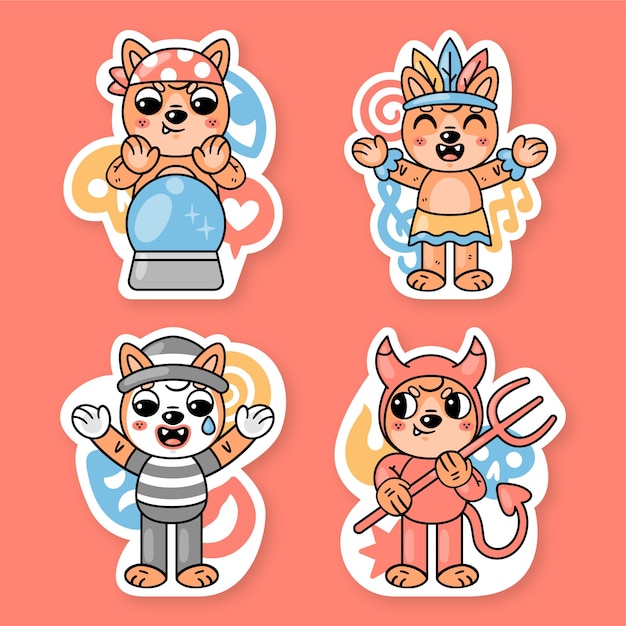 Free vector carnival stickers collection with fred the fox