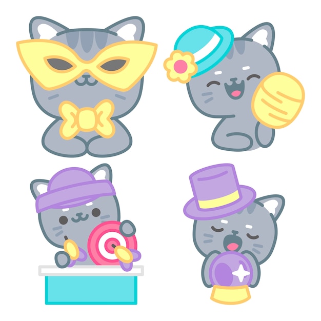 Carnival stickers collection with tomomi the cat