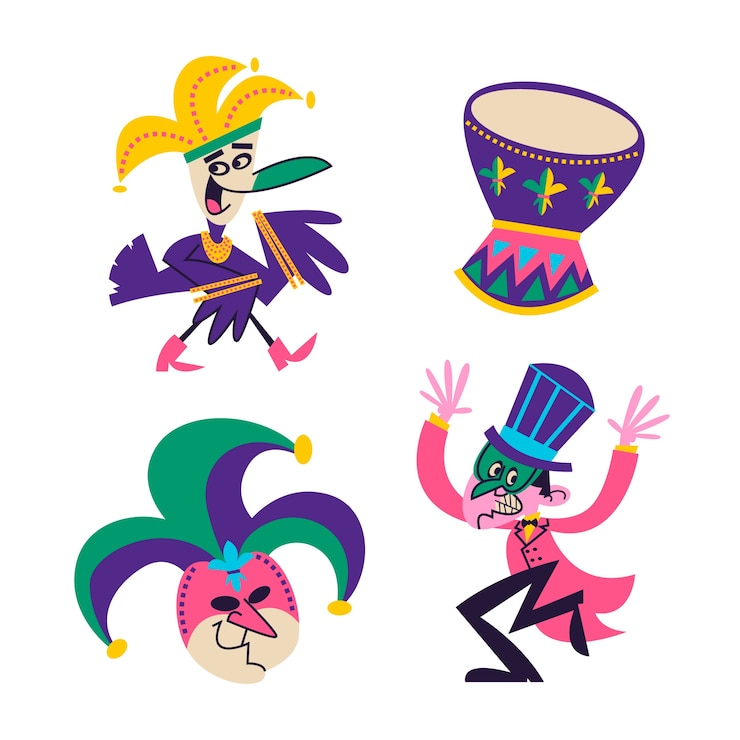 Free Vector carnival stickers collection