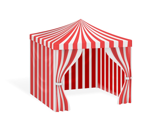 Vettore gratuito tenda di carnevale per feste all'aperto. tendone a strisce per circo.