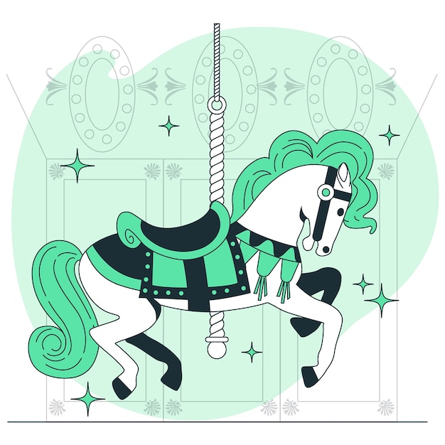 Бесплатное векторное изображение Иллюстрация концепции карусельной лошади