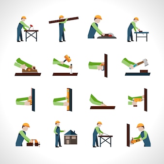 Set di icone del carpentiere