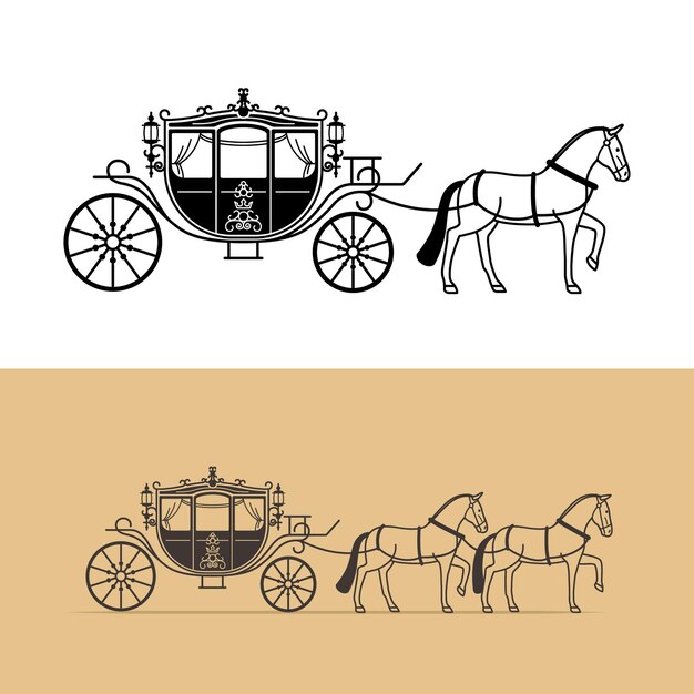 ピンクのおとぎ話の馬車イラスト 無料のベクター