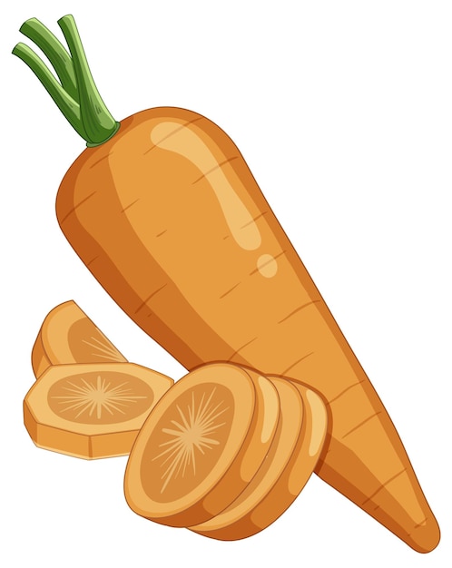 Бесплатное векторное изображение Изолированный морковный мультяшный стиль