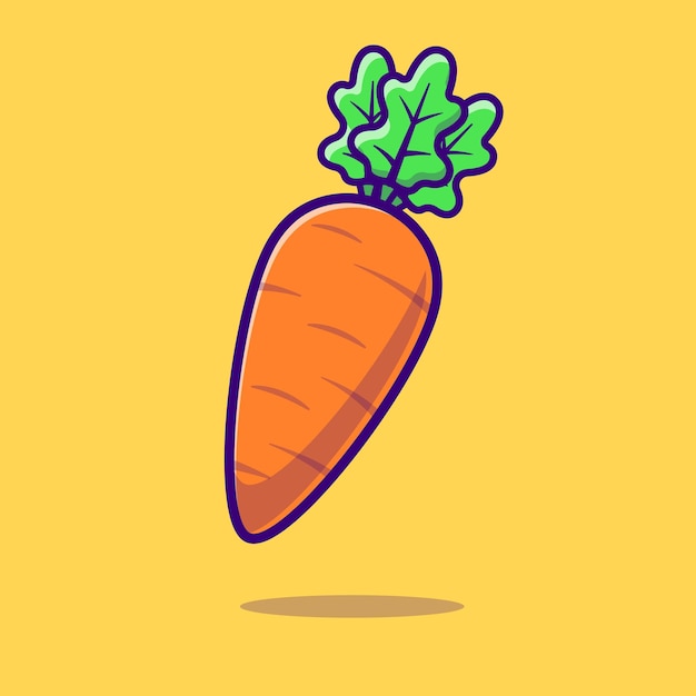 Морковь Овощной Мультфильм Векторная Иконка Иллюстрация Еда Природа Иконка Концепция Изолирована Premium векторы