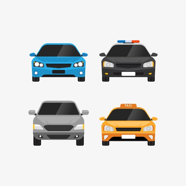 車側のフロントとバックのアイコンを設定 無料のベクター