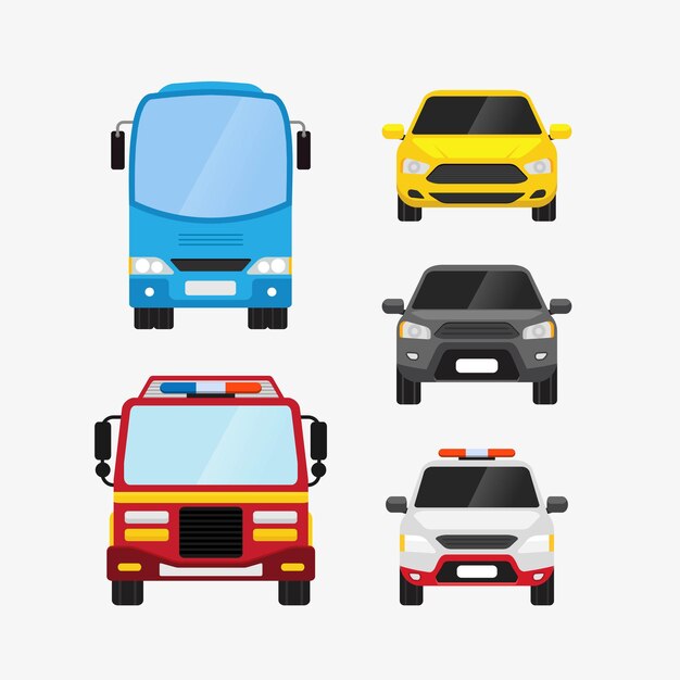 車側のフロントとバックのアイコンを設定 無料のベクター