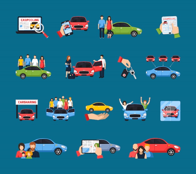 Free vector carsharing icons set