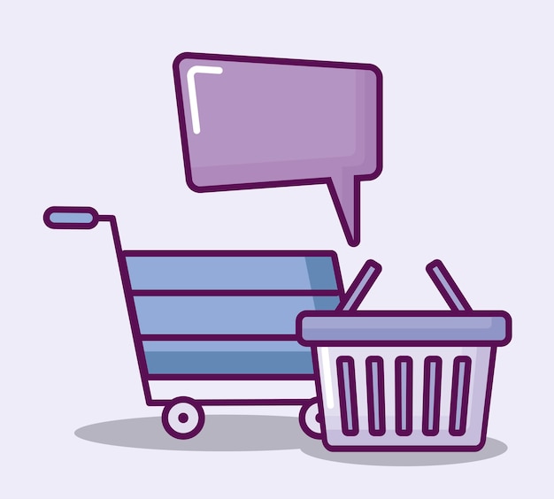 Cart and basket shopping and icons finance