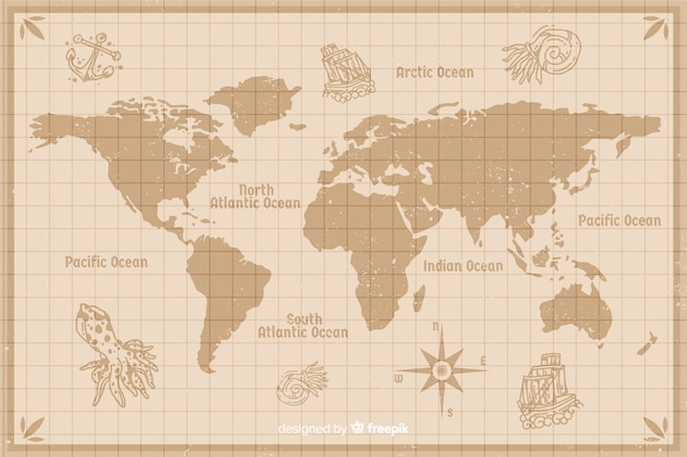 地図作成wintage世界地図デザイン