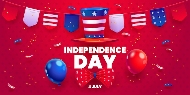 Free vector cartoon 4th of july - independence day balloons background